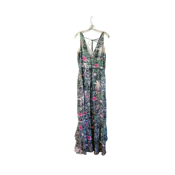 H&M Conscious Collection Maxi Dress With Back Tie & V-Neck Women's Size 10 Tropi - Picture 2 of 5